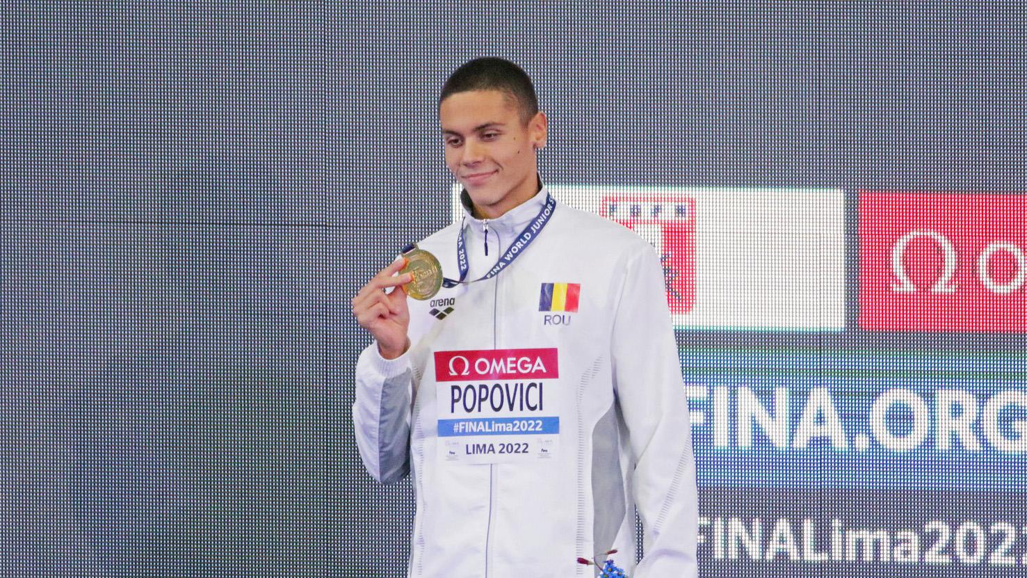 David Popovici poate câștiga a treia medalie de aur la CM de juniori de la Lima, în proba de 100 m