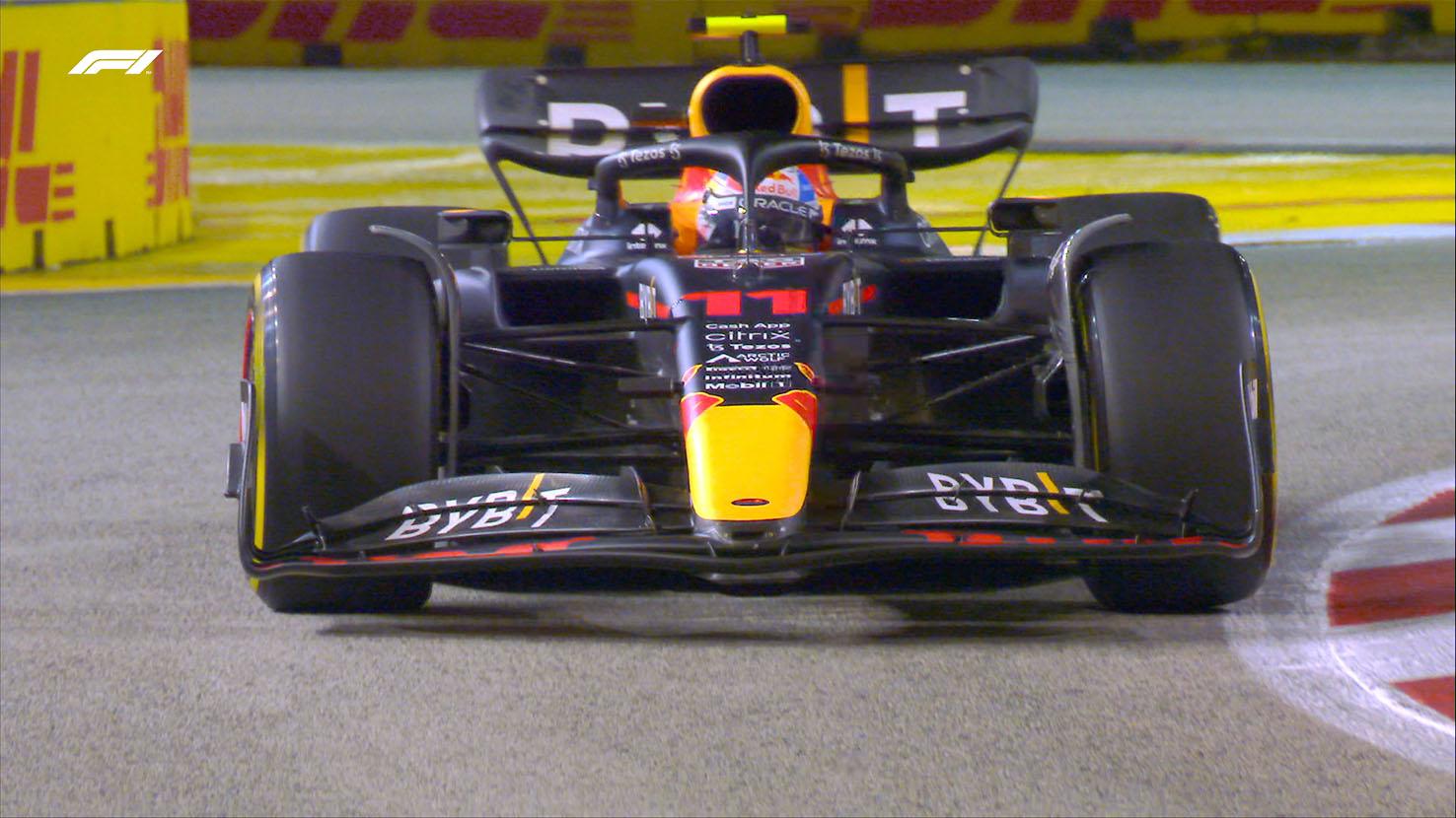 Sergio Perez i-a devansat pe cei doi piloți de la Ferrari, Charles Leclerc (cu 7,5 secunde) și Carlos Sainz (15,3)
