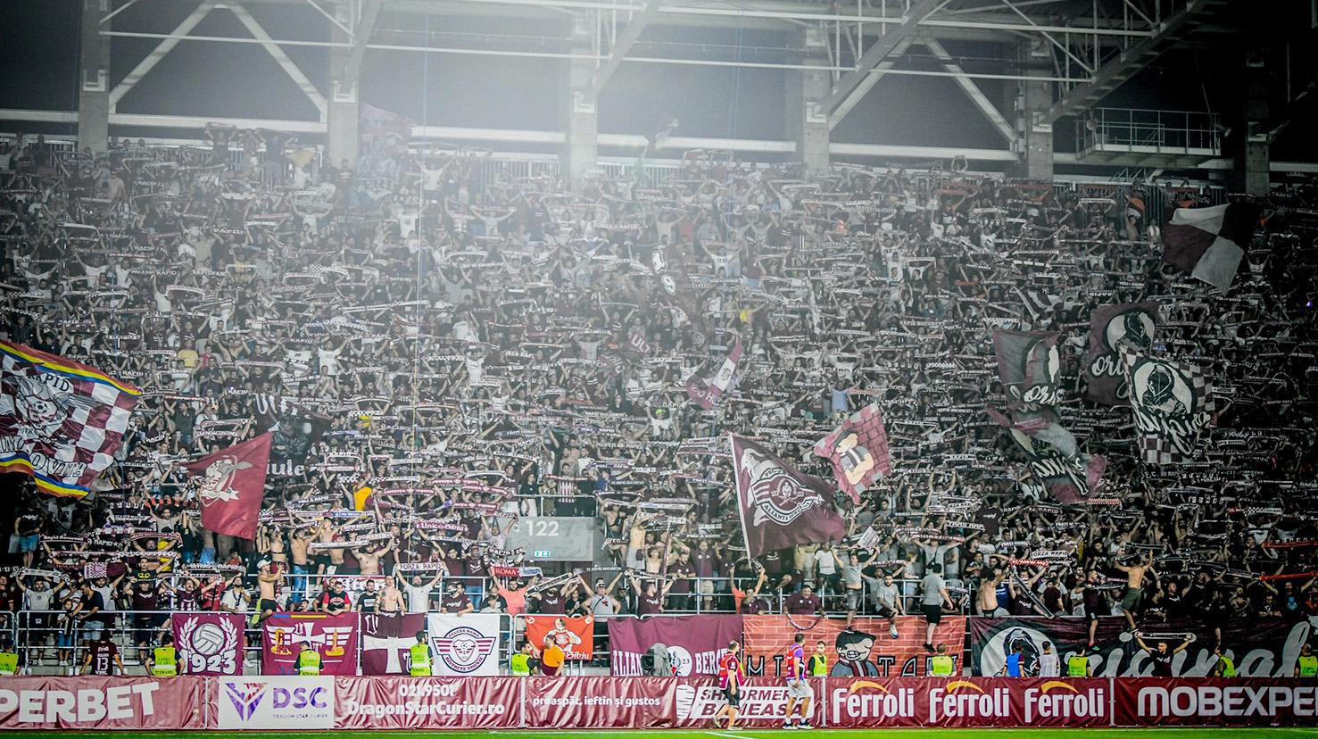 Galeria Rapidului va fi mult mai numeroasă la meciurile cu FCSB, pentru că partidele se vor juca pe Arena Națională