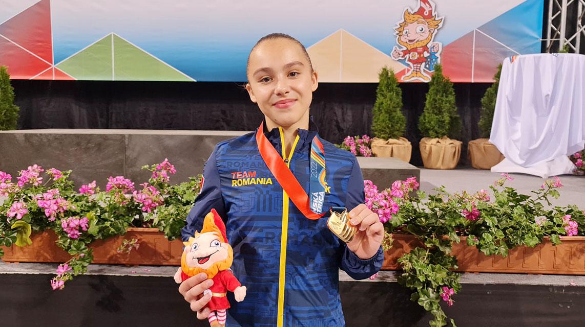 Amalia Puflea a cucerit două medalii la CE de la Munchen: aur la sol și argint cu echipa