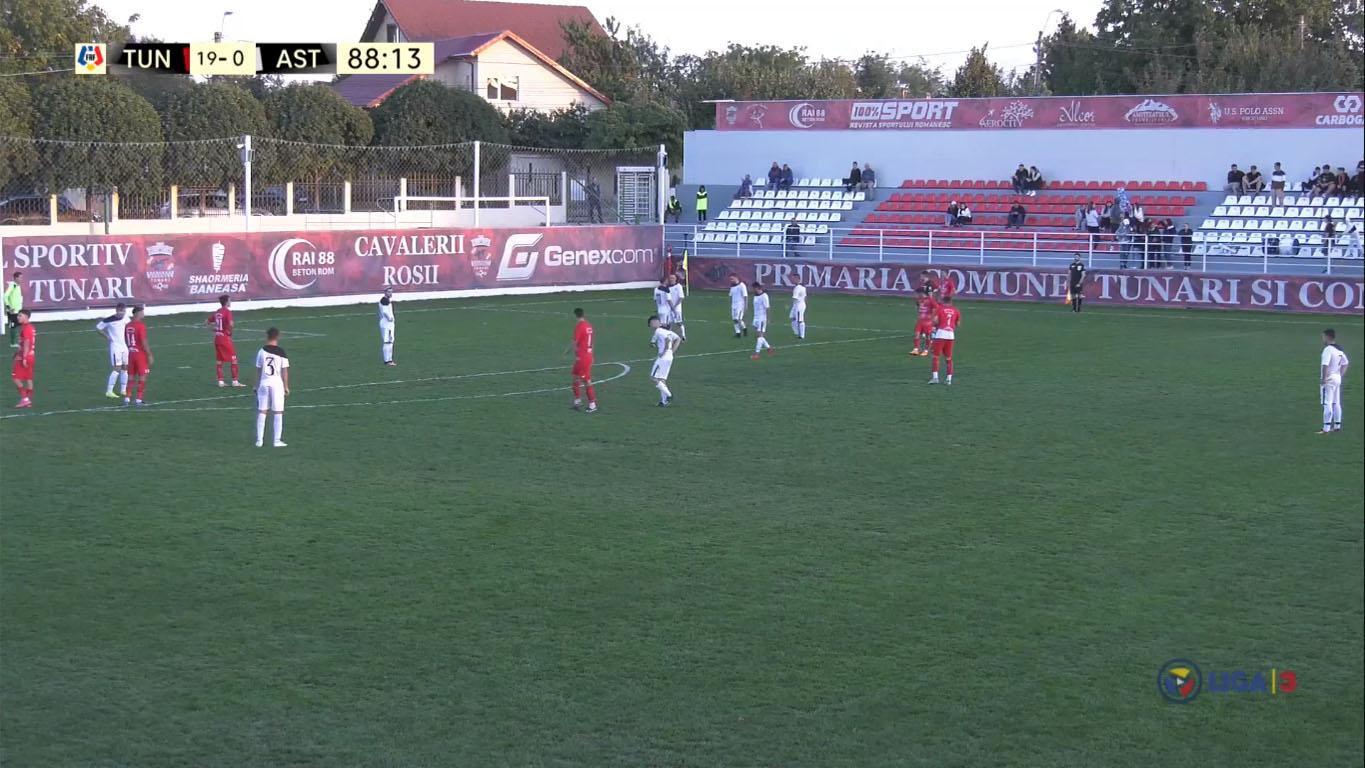 Cele mai multe goluri în meciul CS Tunari – Astra Giurgiu 19-0 au fost marcate de Stoian Alexandru, care a punctat de cinci ori